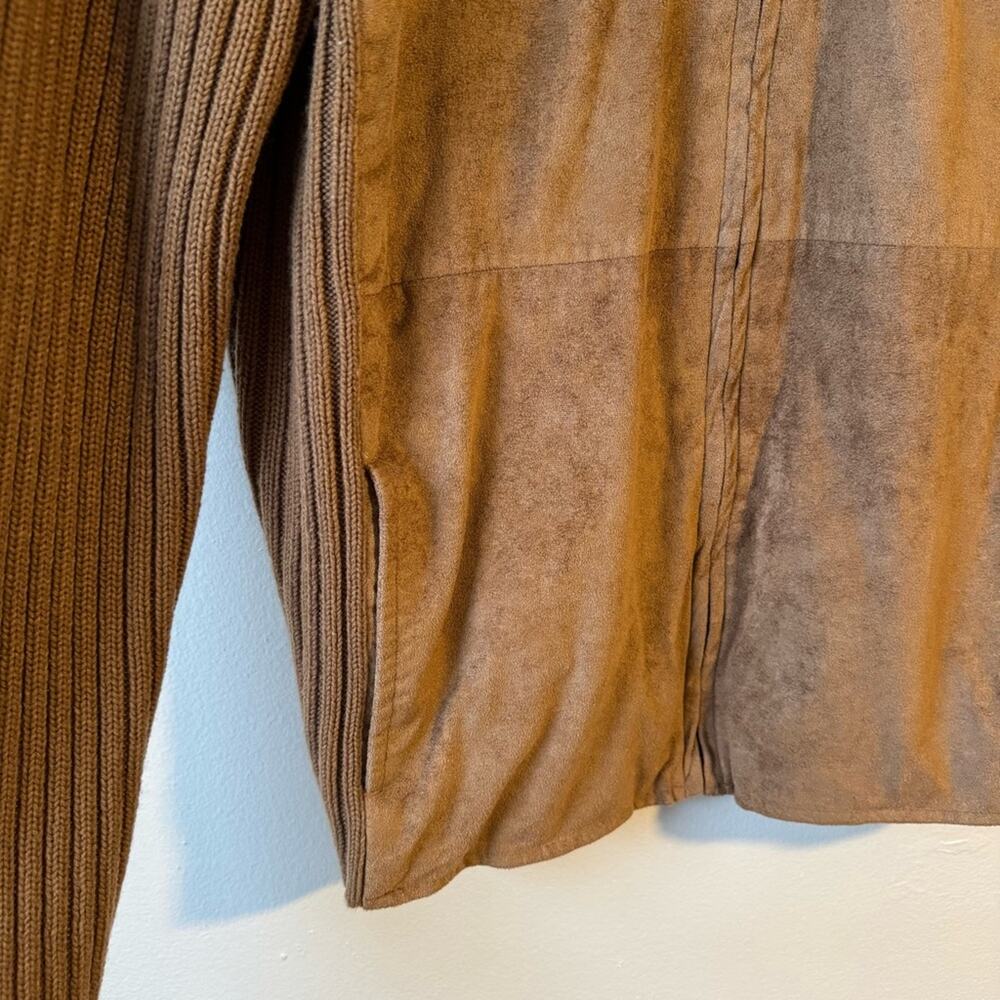 Vintage Jennifer Moore Brown Ribbed Knit Zip Sweater XL Mock Neck - Picture 3 of 5